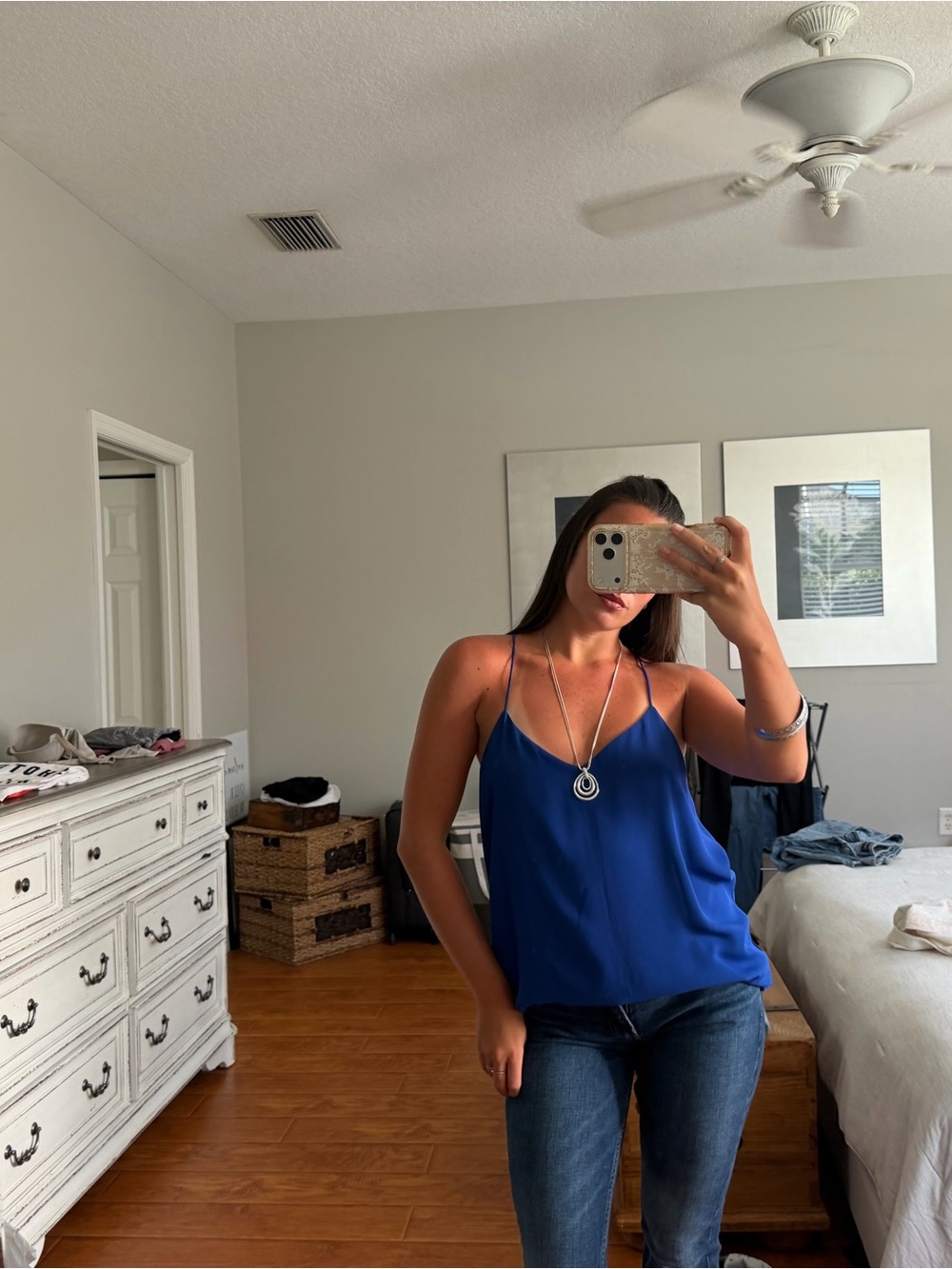 Express Reversible Satin Spaghetti-Strap Tank